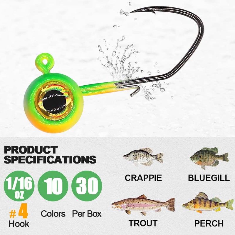 XFISHMAN Crappie Jig Heads Kit With Underspin Spinner Blade, Lures and Jigs for Fishing - 30 & 50 Pack, 1/8, 1/16, 1/32 oz - Image 2